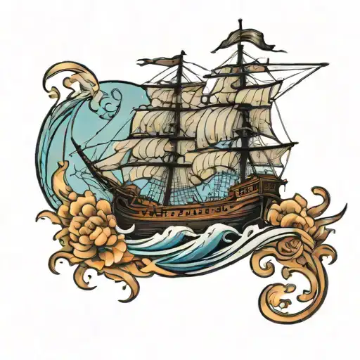 Tattoo Design That Includes Ship And Ocean To Cover Up Old Tattoo On My Upper Arm
