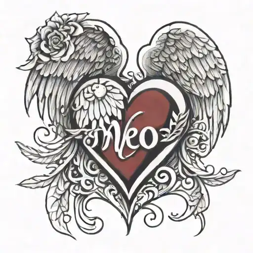 Heart With Angel Wing With Letter