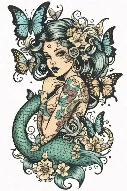 Mermaid And Butterflies