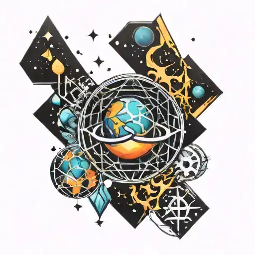 Geometric Trippy Space Earth Forearm