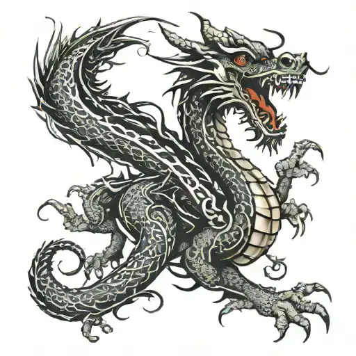 Dragon Tatto In The Left Arm Start The Head From Wrist And End Jn The Elbow