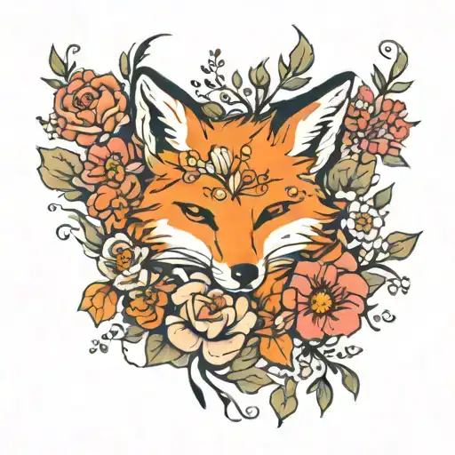 Fox Made Of Flowers Intertwined