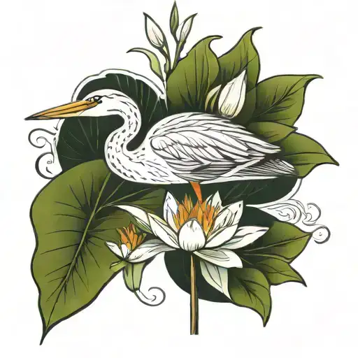 Lily Pad With Heron