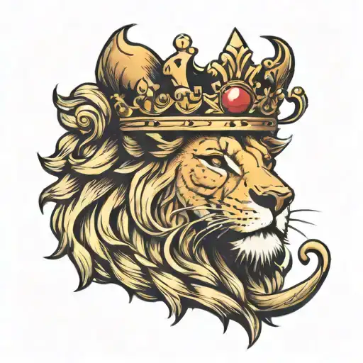 Lion With Thorne Crown And Cross On Eye