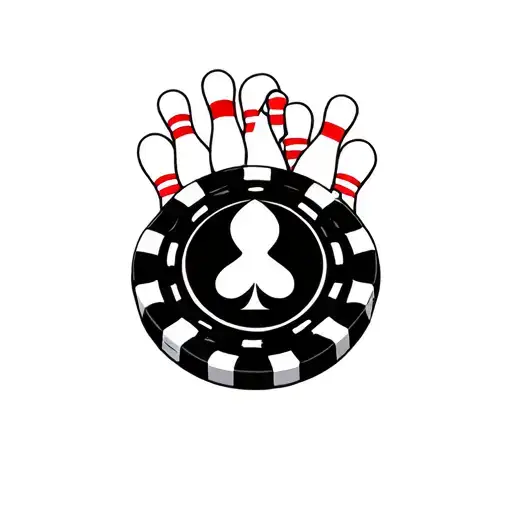 Poker Chip With Bowling Pins In The Background