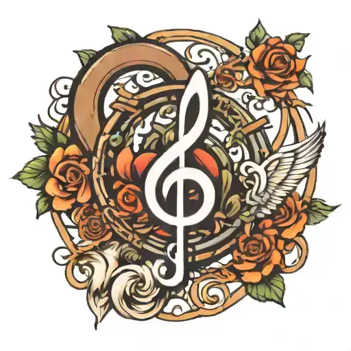 Peace And Music Note Intertwined