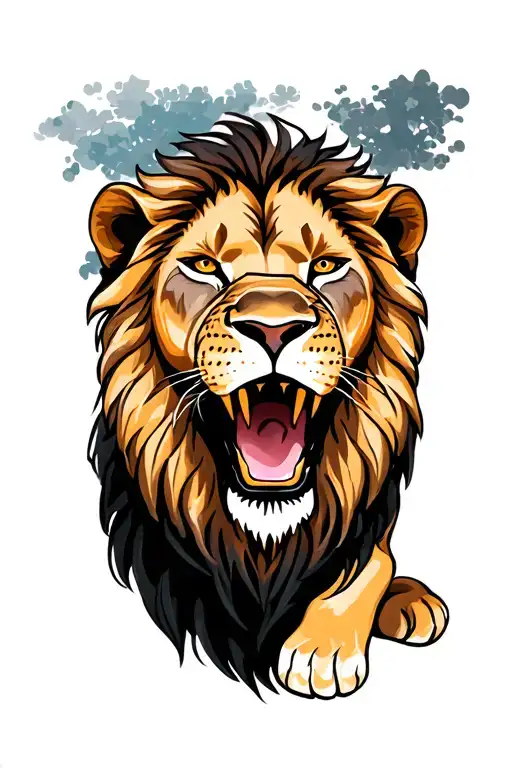 Lion Lying Down Mouth Shut Eyes Open