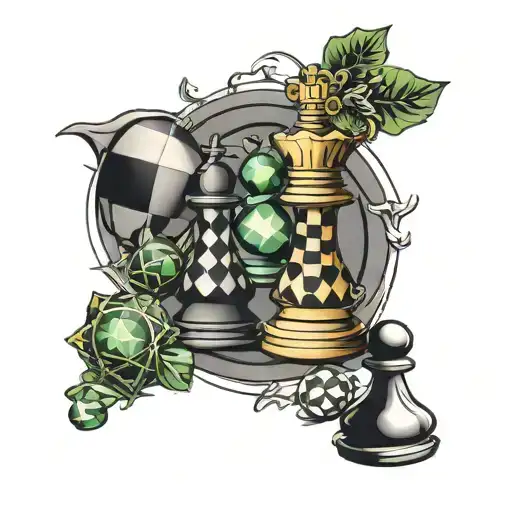 Chess And Math Themed Tatoo