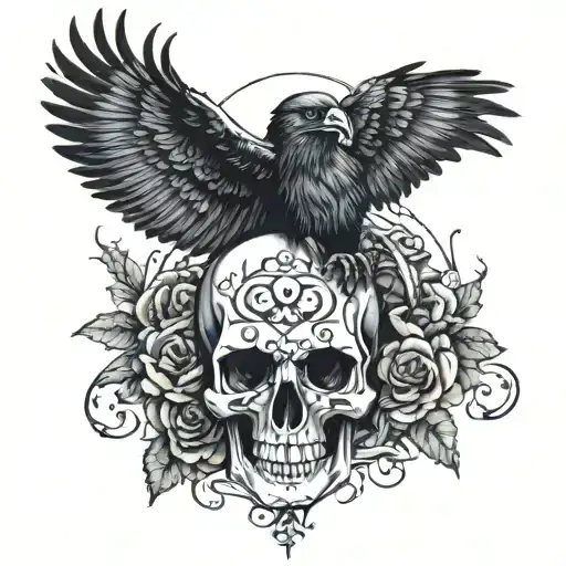 Skull Nordic Gods Raven