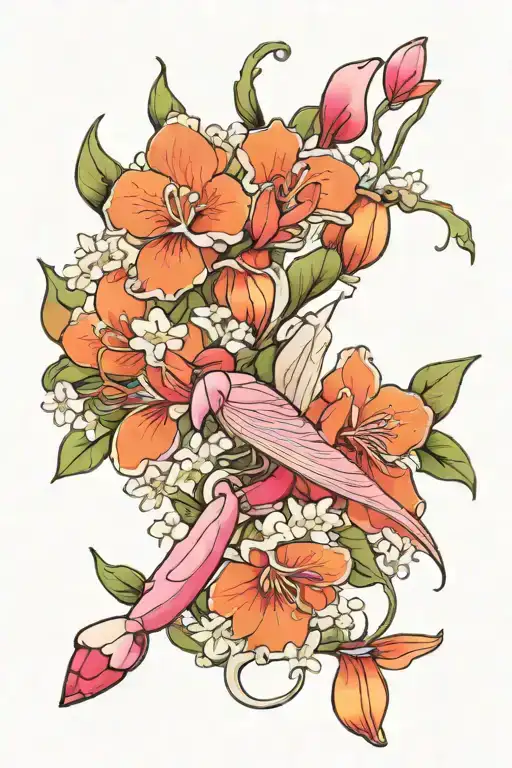 Orchid Mantis Surrounded By Flowers Blooming