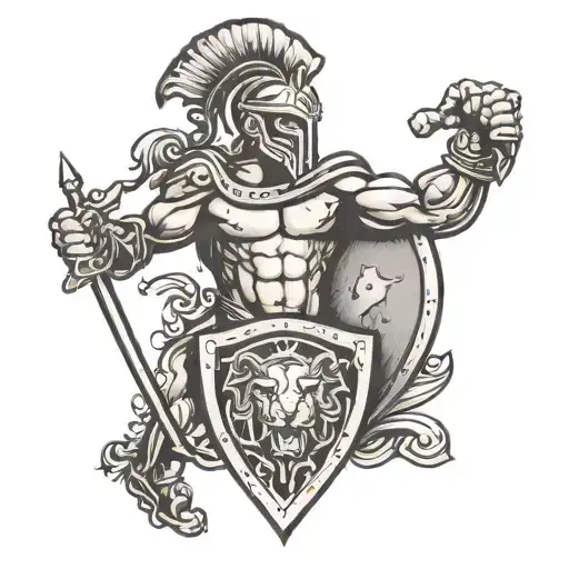 Spartan Holding Lion Shield