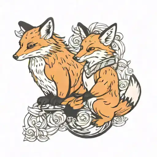 Fox And Penguin Holding Hands Pointing