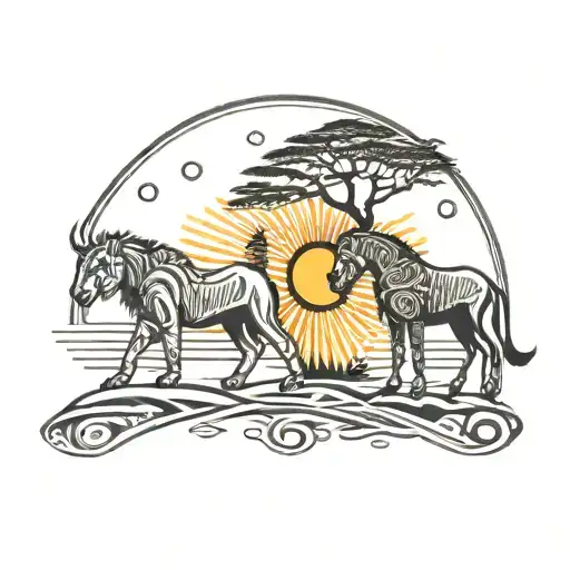 African Tribal Sunrise Integrated