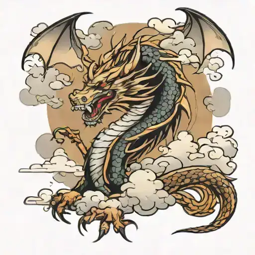 Dragon With Wind And Clouds