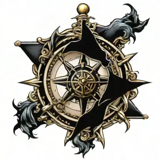 Pirate Ship Compass Rose Intertwined