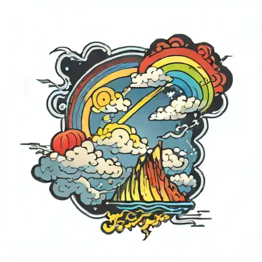 Half Rainbow And Half A Lightning Storm