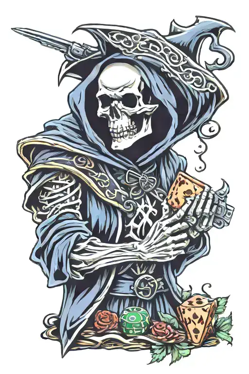 Grim Reaper With Pistol And Gambling Themed