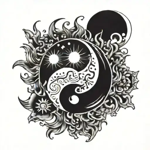 Sun And Moon Yin Yang Design