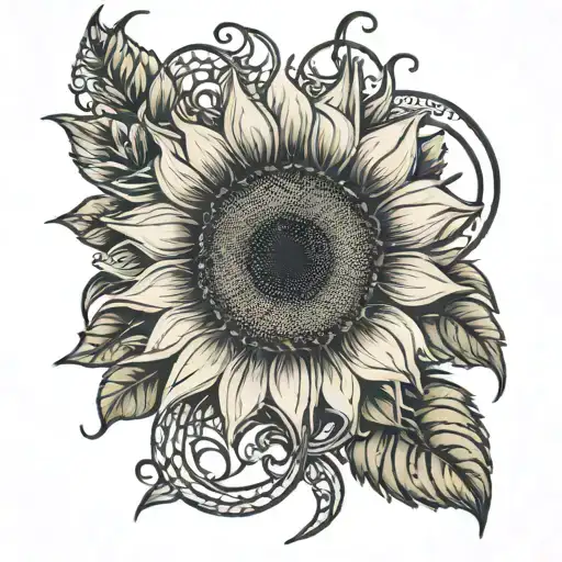 Sunflower With A Heart And Infinity Symbol Combined