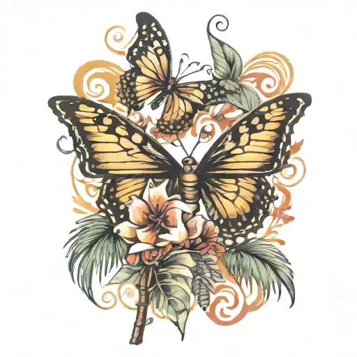 Butterfly Music And Palm Tree