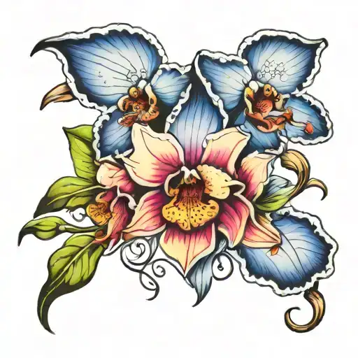 Collar Bone Blue Orchid Flowers