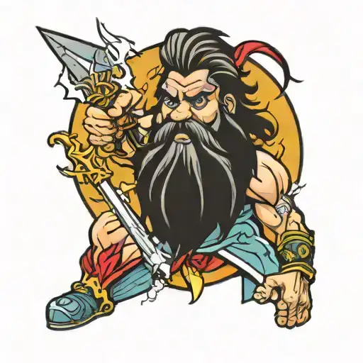 Zeus Holding A Lightning Bolt And Baseball Bat