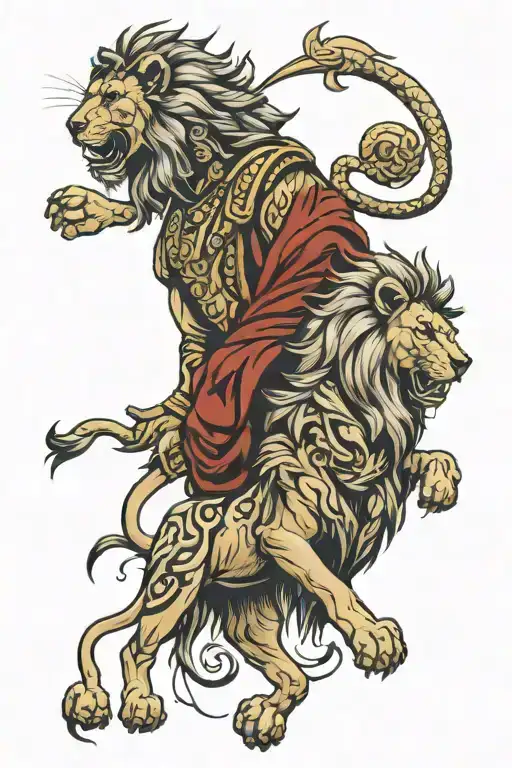 Christian Knight With The Lion Of Judah Surrounded