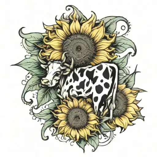 Sunflower & Cow Print