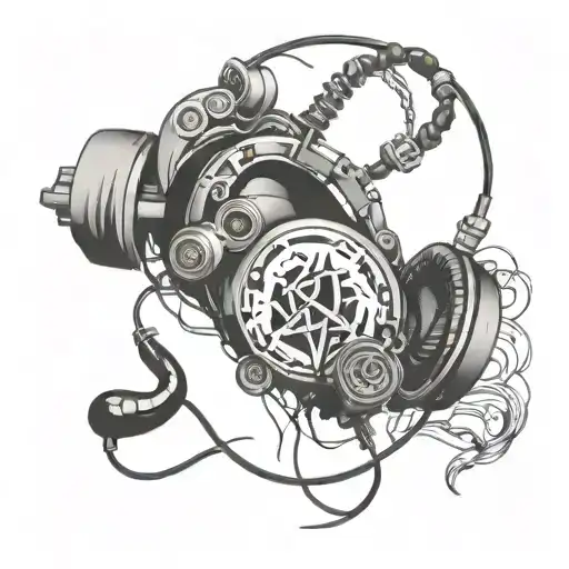Headset Mixed With Music Symbol Intertwined