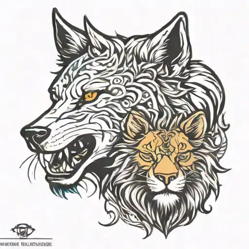 Wolf Face And Lion Face
