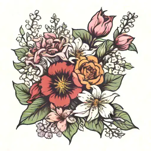 February April And May Birth Flower Bouquet