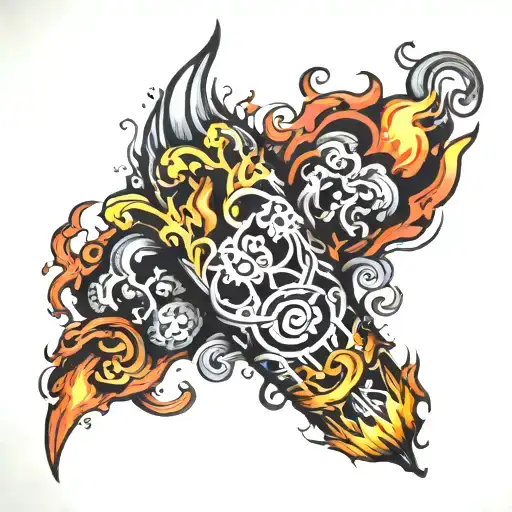 Money Smoke Flames Left Arm Sleeve