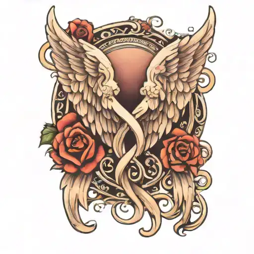 Angel Wings With An Heard And Infinity Sign