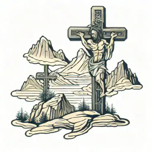 Mountains Jesus Cross