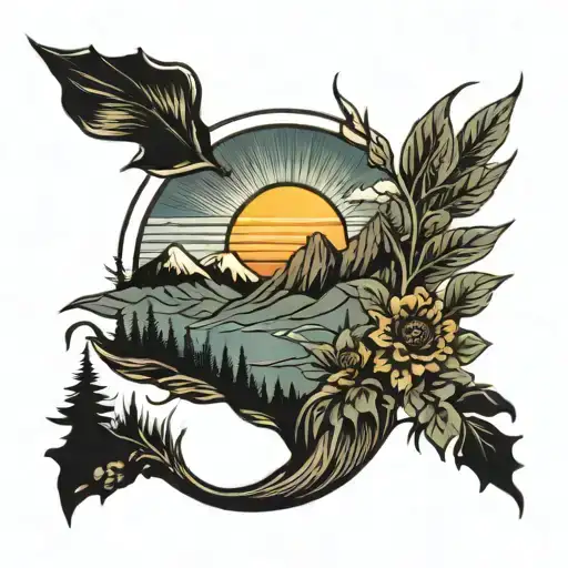 Sun Rising Over Mountain Landscape