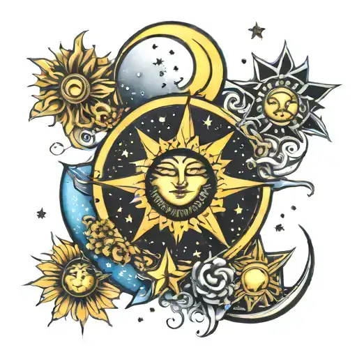 Constelation Moon Sun Star Cascading