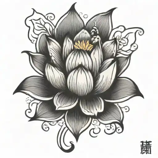 Lotus Flower Blooming Black