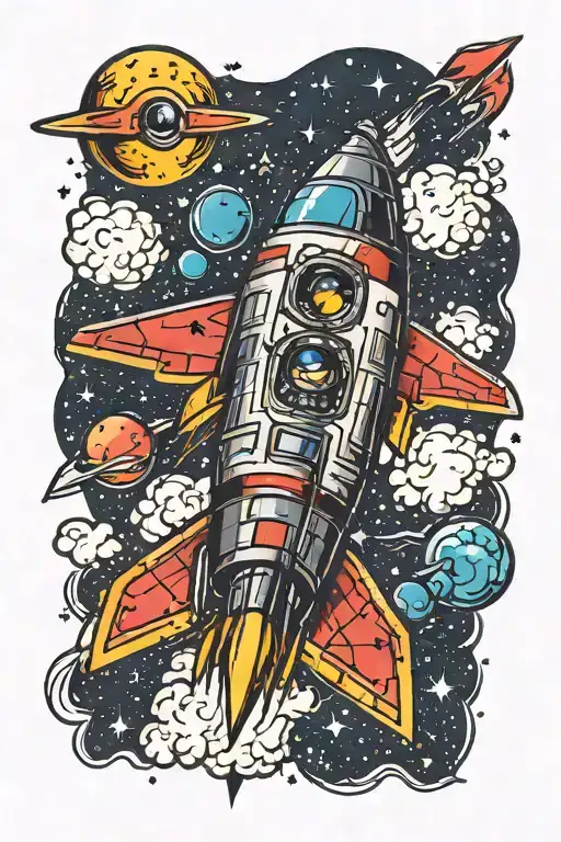 Rocket In Outer Space With Stars