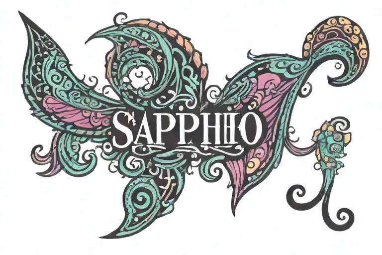 The Word 'Sappho' Wrote In A Cute Psychedelic Font To Represent My Daughter Without Background