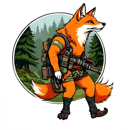 A Ginger Fox Leading A Search And Rescue Operation In A Forest