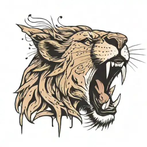 Lion Roar In The Rain Only Head Open Mouse