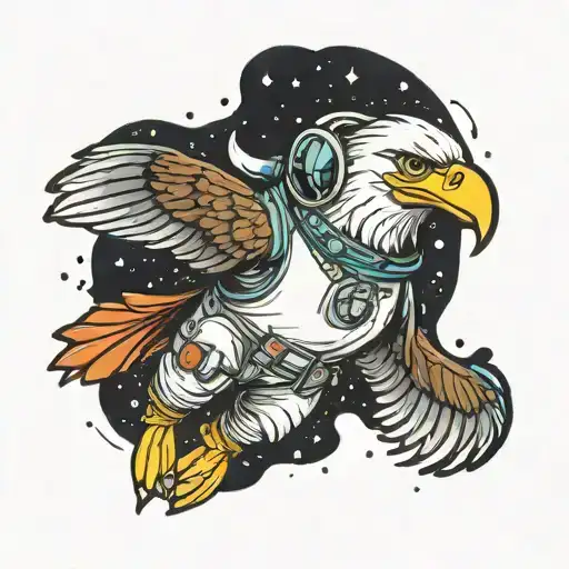 Eagle Astronaut Floating In Space
