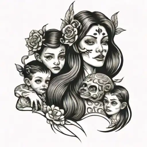 Tattoo About A Mother With Children