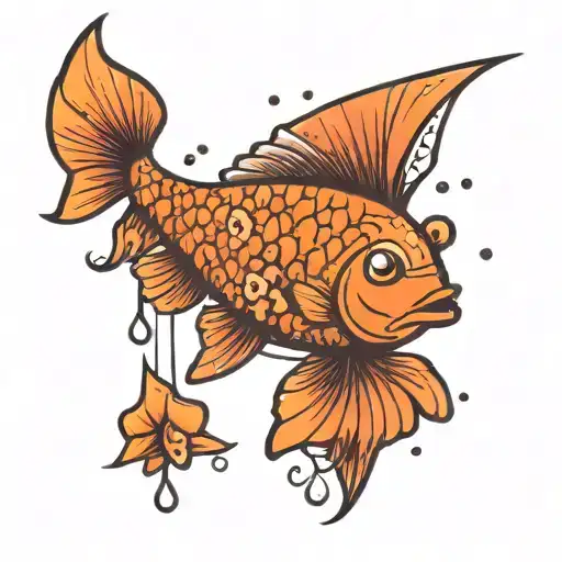 Fish In A Pond With A Drop Falling On The Water Under Stars