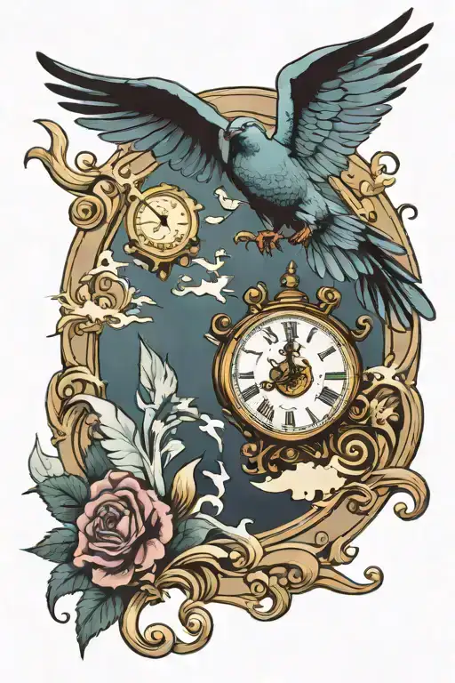 Poseidon Maps Clock Pigeon Flying