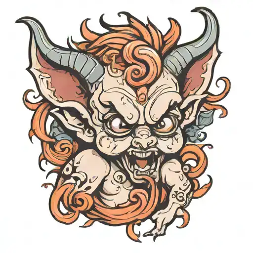 Baby Demon Whispering In Ear Tattoo Design