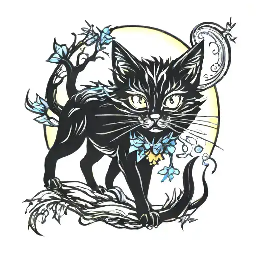 Black Cat Forest Full Moon