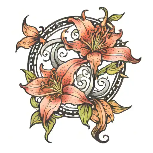 Virgo And Capricorn Sign Combined Together Representing The Client's Love With Stargazer Lilly's