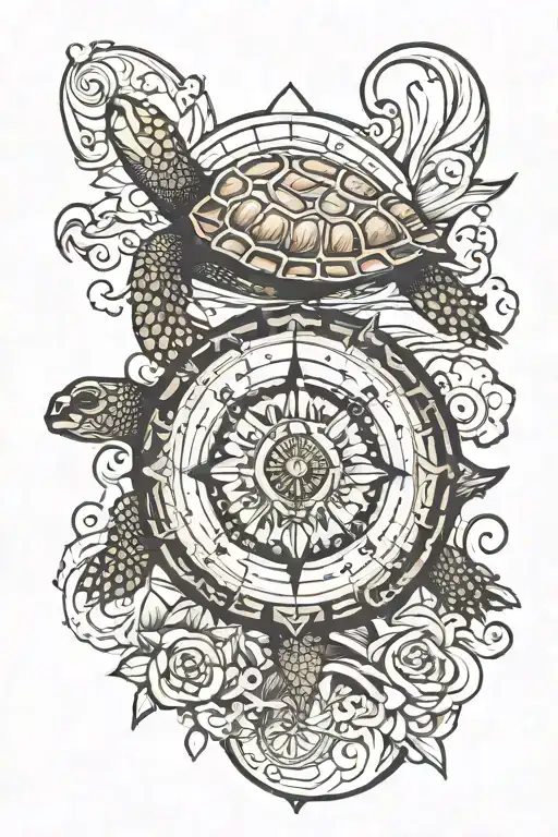Compass Surfing Turtle Swimming Gracefully