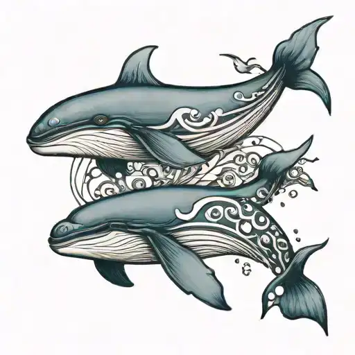 Whales And A Baby Whale